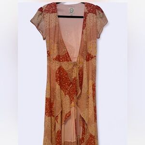 Blue Rain Pink and Red Floral Kimono